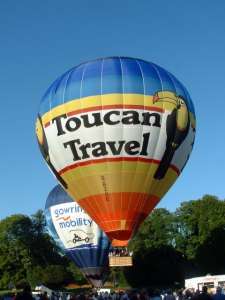 G-BZDE hot air balloon, a Lindstrand Balloons LBL 210A. Photograph by Balloon Spotters Archive