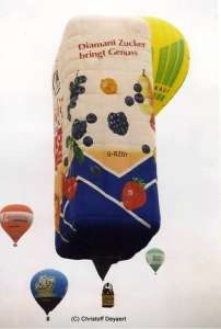 G-BZDY hot air balloon, a Cameron Balloons Colt SUGARBOX-90. Photograph by Christoff Deyaert