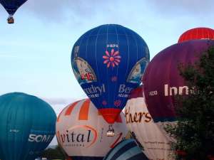 G-BZFG hot air balloon, a Cameron Balloons SKY 105. Photograph by Balloon Spotters Archive