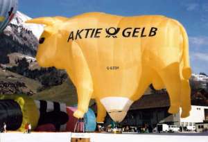 G-BZOH hot air balloon, a Cameron BULL-110. Photograph by Bill Teasdale