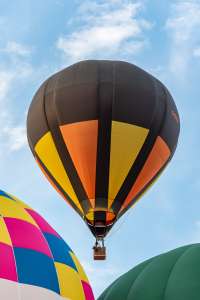 G-BZOX hot air balloon, a Cameron Balloons Colt 90B, seen at Northampton, West Northamptonshire, United Kingdom on 16 August 2026. Photograph by Dave