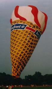 G-BZTL hot air balloon, a Cameron Balloons Colt Flying ICE Cream Cone. Photograph by Chris Lane