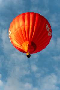 Down hot air balloon G-BZYY, a Cameron N-90 (up), seen at Leigh Woods, North Somerset, United Kingdom on 9 August 2026. Photograph by Dave