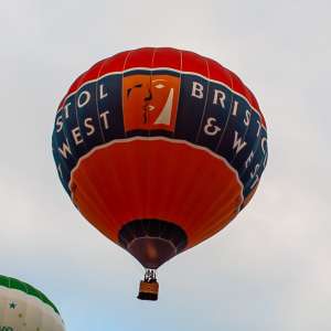 Bristol And West hot air balloon G-CBNW, a Cameron N-105, seen at Leigh Woods, North Somerset, United Kingdom on 9 August 2015. Photograph by Dave