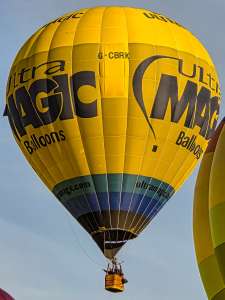 Ultramagic hot air balloon G-CBRK, an Ultramagic M-77, seen at Arrow, Warwickshire, United Kingdom on 30 May 2026. Photograph by Dave