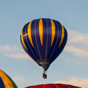G-CBVD hot air balloon, a Cameron C-60, seen at Leigh Woods, North Somerset, United Kingdom on 8 August 2014. Photograph by Dave