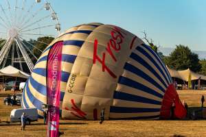 Fresh Air hot air balloon G-CCBB, a Cameron N-90, seen at Leigh Woods, North Somerset, United Kingdom on 7 August 2026. Photograph by Dave