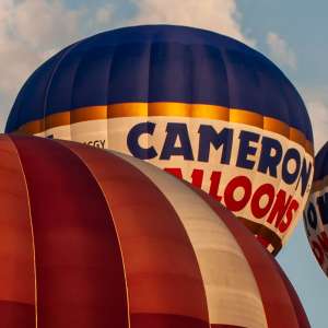 Cameron hot air balloon G-CCGY, a Cameron Z-105, seen at Leigh Woods, North Somerset, United Kingdom on 8 August 2014. Photograph by Dave