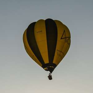 Ascent hot air balloon G-CCVZ, a Cameron O-120, seen at Horningsham, Wiltshire, United Kingdom on 14 September 2019. Photograph by Dave