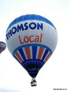 Thomson Local hot air balloon G-CEEK, a Cameron Z-105. Photograph by Balloon Spotters Archive