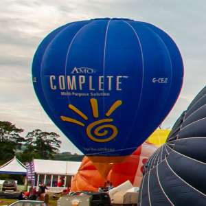 Complete hot air balloon G-CEJZ, a Cameron C-90, seen at Leigh Woods, North Somerset, United Kingdom on 9 August 2015. Photograph by Dave