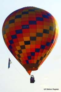 G-CFAY hot air balloon, a SKY 120-24. Photograph by Kevin Boon