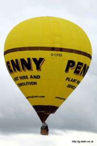 Penny hot air balloon G-CFEK, a Cameron Z-105, added to the archive 7 September 2026. Photograph by Balloon Spotters Archive