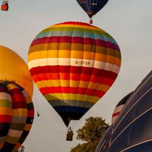 G-CFXP hot air balloon, a Lindstrand HOT AIR Balloons LBL 105A, seen at Leigh Woods, North Somerset, United Kingdom on 8 August 2014. Photograph by Dave