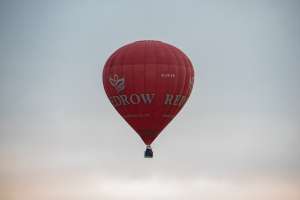 Redrow hot air balloon G-CFXR, a Lindstrand HOT AIR Balloons LBL 105A, seen at Arrow, Warwickshire, United Kingdom on 31 May 2025. Photograph by Dave