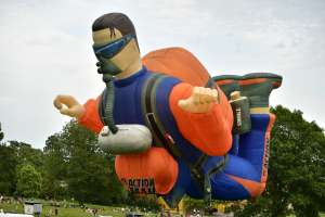 Action Man hot air balloon G-CGIS, a Cameron PARACHUTIST-110 (character). Photograph by Dave