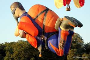 Action Man hot air balloon G-CGIS, a Cameron PARACHUTIST-110 (character), added to the archive 7 September 2026. Photograph by Balloon Spotters Archive