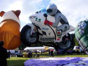 G-CGJV hot air balloon, a Lindstrand HOT AIR Balloons LBL Motorbike. Photograph by Paul Coman