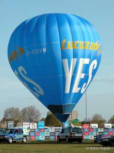 G-CGVM hot air balloon, a Lindstrand HOT AIR Balloons LBL 35A Cloudhopper. Photograph by Fay Shepherd