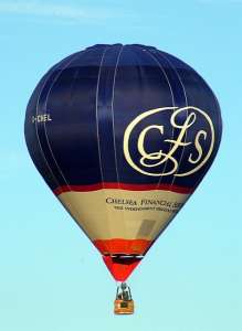 Cfs hot air balloon G-CHEL, a Cameron Balloons Colt 77B (chelsea), added to the archive 7 September 2026. Photograph by Balloon Spotters Archive