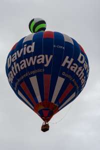 G-CHFM hot air balloon, a Cameron Z-120, seen at Northampton, West Northamptonshire, United Kingdom on 16 August 2026. Photograph by Dave