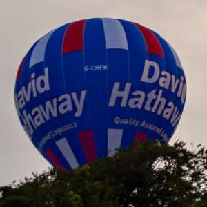 G-CHFM hot air balloon, a Cameron Z-120, seen at Leigh Woods, North Somerset, United Kingdom on 9 August 2015. Photograph by Dave