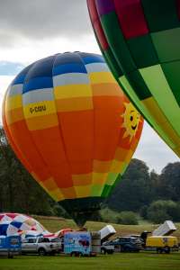Sun hot air balloon G-CIDU, a Balony Kubicek SPOL. S R.O. BB22E, seen at Horningsham, Wiltshire, United Kingdom on 11 September 2026. Photograph by Dave