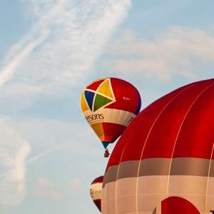 Pattersons hot air balloon G-CIHC, a Cameron Z-105, seen at Leigh Woods, North Somerset, United Kingdom on 8 August 2014. Photograph by Dave