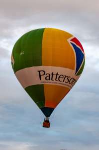 Pattersons hot air balloon G-CIHC, a Cameron Z-105, seen at Leigh Woods, North Somerset, United Kingdom on 9 August 2015. Photograph by Dave