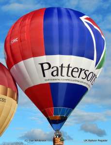 Pattersons hot air balloon G-CIHC, a Cameron Z-105, added to the archive 7 September 2026. Photograph by Balloon Spotters Archive