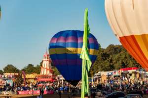 G-CIJJ hot air balloon, a Cameron O-31, seen at Leigh Woods, North Somerset, United Kingdom on 7 August 2026. Photograph by Dave