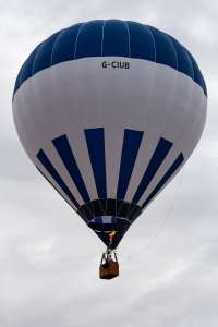 G-CIUB hot air balloon, a Cameron Z-90, seen at Northampton, West Northamptonshire, United Kingdom on 16 August 2026. Photograph by Dave