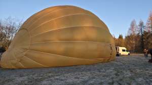 G-CJEI hot air balloon, an Ultramagic M-77, seen at Bagnor, West Berkshire, United Kingdom on 3 January 2026. Photograph by Dave