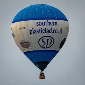 Plasticlad hot air balloon G-CJIH, a Lindstrand Technologies LTL Series 1-105, seen at Corsley Heath, Wiltshire, United Kingdom on 14 September 2025. Photograph by Dave