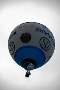 Plasticlad hot air balloon G-CJIH, a Lindstrand Technologies LTL Series 1-105, seen at Arrow, Warwickshire, United Kingdom on 31 May 2025. Photograph by Dave