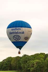 Plasticlad hot air balloon G-CJIH, a Lindstrand Technologies LTL Series 1-105, seen at Arrow, Warwickshire, United Kingdom on 30 May 2026. Photograph by Dave