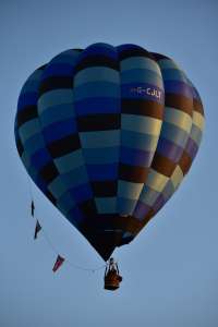 G-CJLT hot air balloon, a Cameron O-84, seen at Oswestry, Shropshire, United Kingdom on 23 August 2026. Photograph by Dave