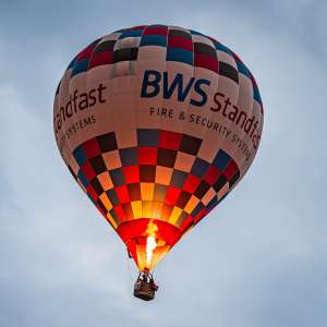 Bws hot air balloon G-CJRO, a Cameron Z-105, seen at Leigh Woods, North Somerset, United Kingdom on 9 August 2025. Photograph by Dave