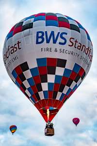 Bws hot air balloon G-CJRO, a Cameron Z-105, seen at Telford, Telford and Wrekin, United Kingdom on 24 August 2025. Photograph by Dave