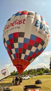Bws hot air balloon G-CJRO, a Cameron Z-105, seen at Bath and North East Somerset, England, United Kingdom on 18 July 2026. Photograph by Dave