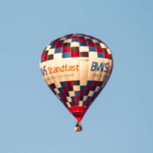 Bws hot air balloon G-CJRO, a Cameron Z-105, seen at Horningsham, Wiltshire, United Kingdom on 14 September 2019. Photograph by Dave