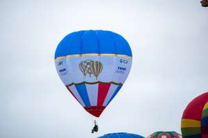 Cameron hot air balloon G-CJWY, a Cameron O-31, seen at Arrow, Warwickshire, United Kingdom on 31 May 2025. Photograph by Dave