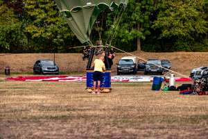 Bristol hot air balloon G-CJXJ, a Cameron Z-105 (university), seen at Telford, Telford and Wrekin, United Kingdom on 24 August 2025. Photograph by Dave