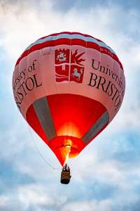 Bristol hot air balloon G-CJXJ, a Cameron Z-105 (university). Photograph by Dave