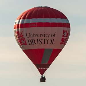 Bristol hot air balloon G-CJXJ, a Cameron Z-105 (university), seen at Arrow, Warwickshire, United Kingdom on 30 May 2026. Photograph by Dave