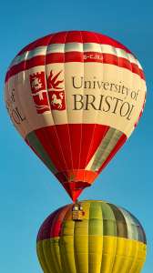 Bristol hot air balloon G-CJXJ, a Cameron Z-105 (university), seen at Arrow, Warwickshire, United Kingdom on 29 May 2026. Photograph by Dave