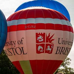 Bristol hot air balloon G-CJXJ, a Cameron Z-105 (university), seen at Horningsham, Wiltshire, United Kingdom on 14 September 2019. Photograph by Dave