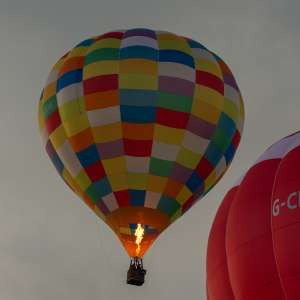 G-CKXE hot air balloon, a Cameron SPORT-90, seen at Leigh Woods, North Somerset, United Kingdom on 9 August 2026. Photograph by Dave