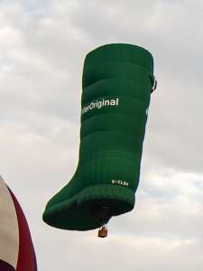 Boot hot air balloon G-CLBH, a Lindstrand Technologies LTL Series Special - Boot (wellington, welly)