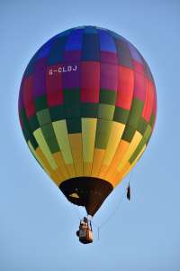 G-CLDJ hot air balloon, a Lindstrand Technologies LTL Racer 60, seen at Oswestry, Shropshire, United Kingdom on 23 August 2026. Photograph by Dave